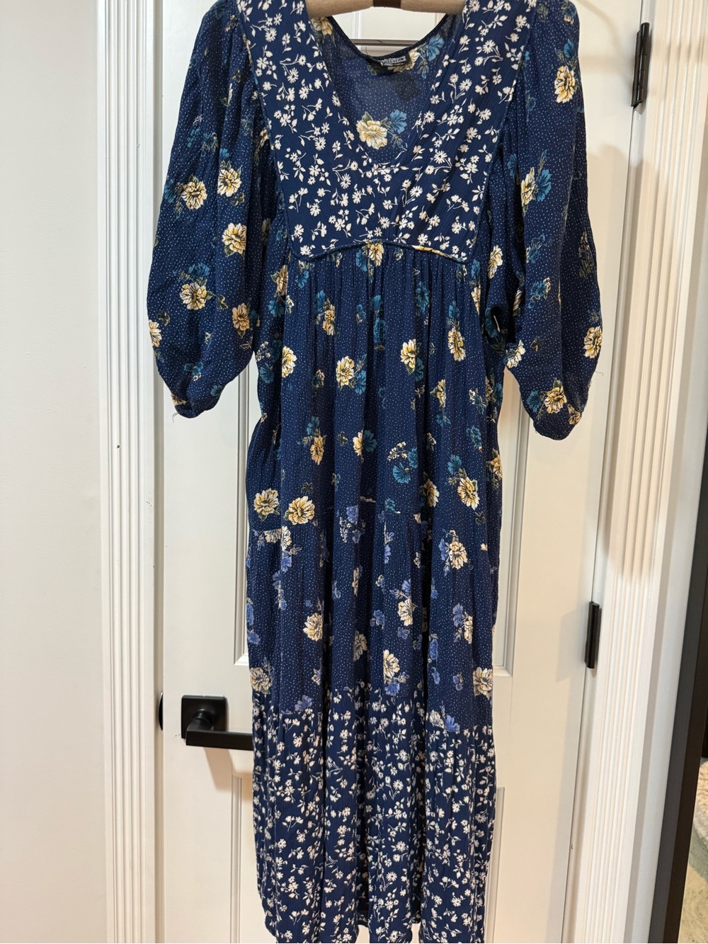 Angie Navy Floral Dress with Yellow & Teal Flowers